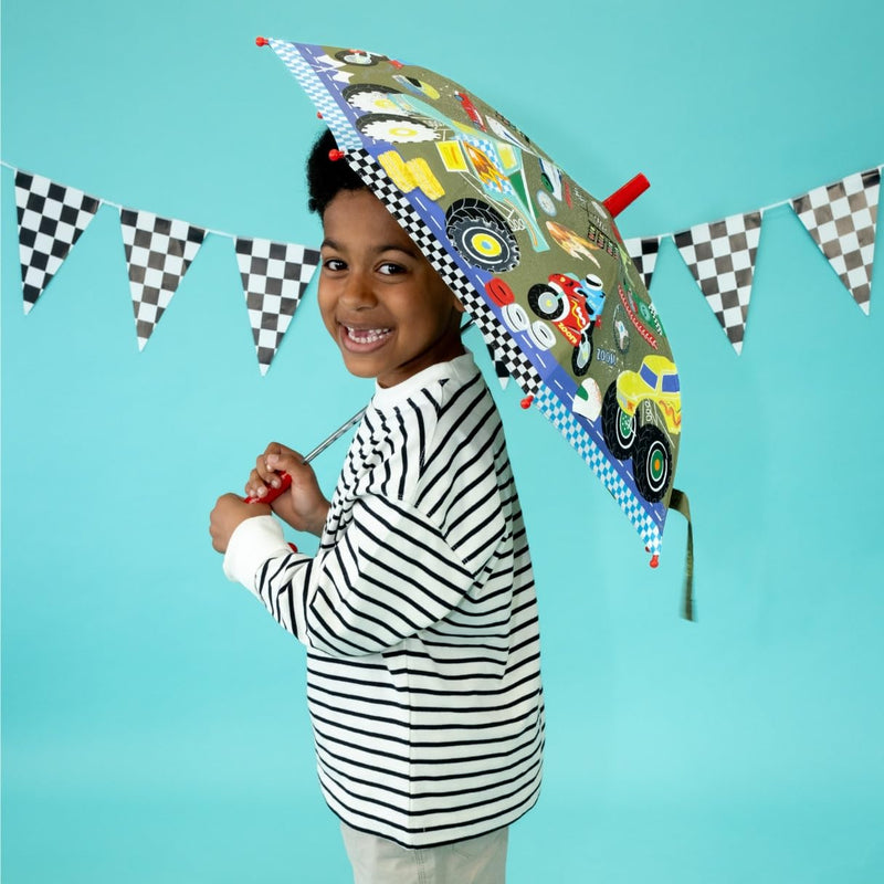 Floss and Rock Cars Colour Changing Umbrella, 27.5-inches Height, Umbrellas for Kids