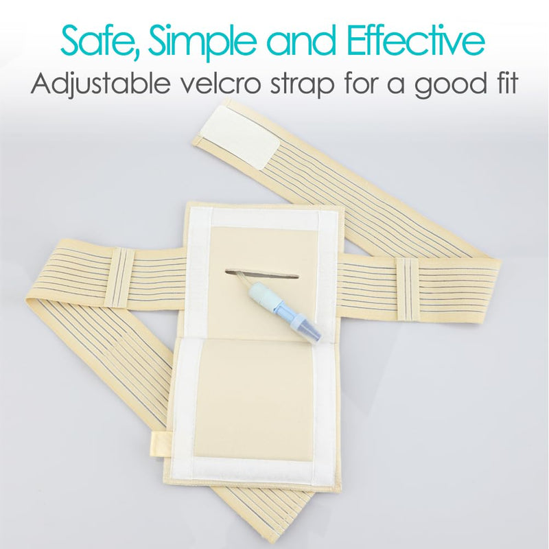 [Australia] - Breathable Feeding Tube Belt G Tubes Belts Peg Tube Belt Elastic G Tube Holder Gastrostomy Tubes Protective Supplies with 6" Square Sponge Pouch Pad Covers for Women Men Beige, Medium Medium (Pack of 1) 