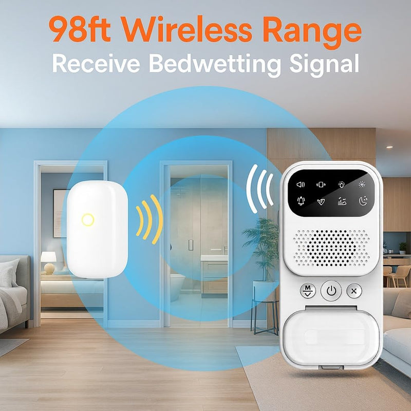 [Australia] - Bed Wetting Alarm for Boys, Wireless Bedwetting Alarm with Adjustable Volume, 8 Modes Bed Wetting Solutions for Kids, White Noise for Sleep, Night Lighting, Include Progress Card and Stickers 