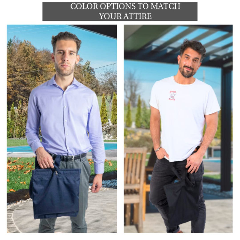 [Australia] - Inspired Comforts Urine Catheter Bag Cover with Snap on Pipe Cover & Hanging Strap | Easy Access | Secure & Discreet | Men & Women | 2000ml | Black 