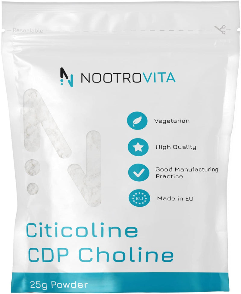 [Australia] - Citicoline CDP Choline Powder 25g - For Memory, Concentration and Cognitive Function | No Fillers, Allergen Free | Manufactured in ISO-certified companies | Nootrovita 25 g (pack of 1) 