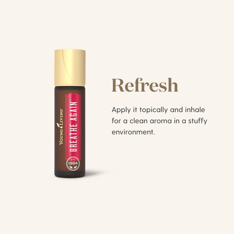 Young Living Breathe Again Essential Oil Roll On - 10ml for Easy Relief - Combines Copaiba, Myrtle, and Peppermint with Four Different Types of Eucalyptus