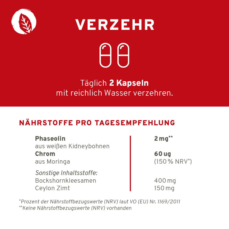 [Australia] - InnoNature blood sugar capsules | Naturally made from fenugreek, Ceylon cinnamon, kidney beans and moringa | 60 capsules, 2mg phaseolin and 60 µg chromium | vegan 