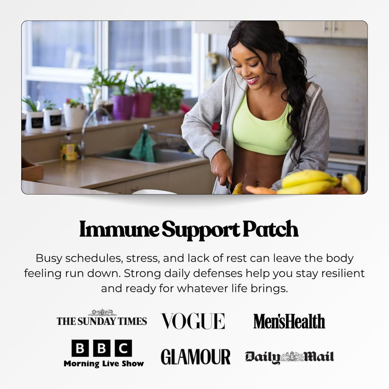 High Strength Immune System Support Boost Patch | 6-in-1 Complex with Vitamin C, D, B12, Zinc, Turmeric, Elderberry, Ginkgo Biloba, Echinacea | Vegan & Latex Free (Pack of 15)