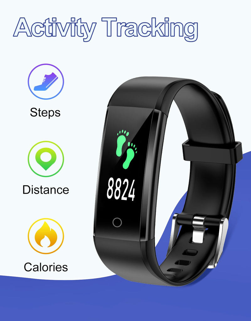 [Australia] - GRV Fitness Tracker Non Bluetooth Fitness Watch No App No Phone Required Waterproof Pedometer Watch with Steps Calories Counter Sleep Tracker for Men Women Parents Black 
