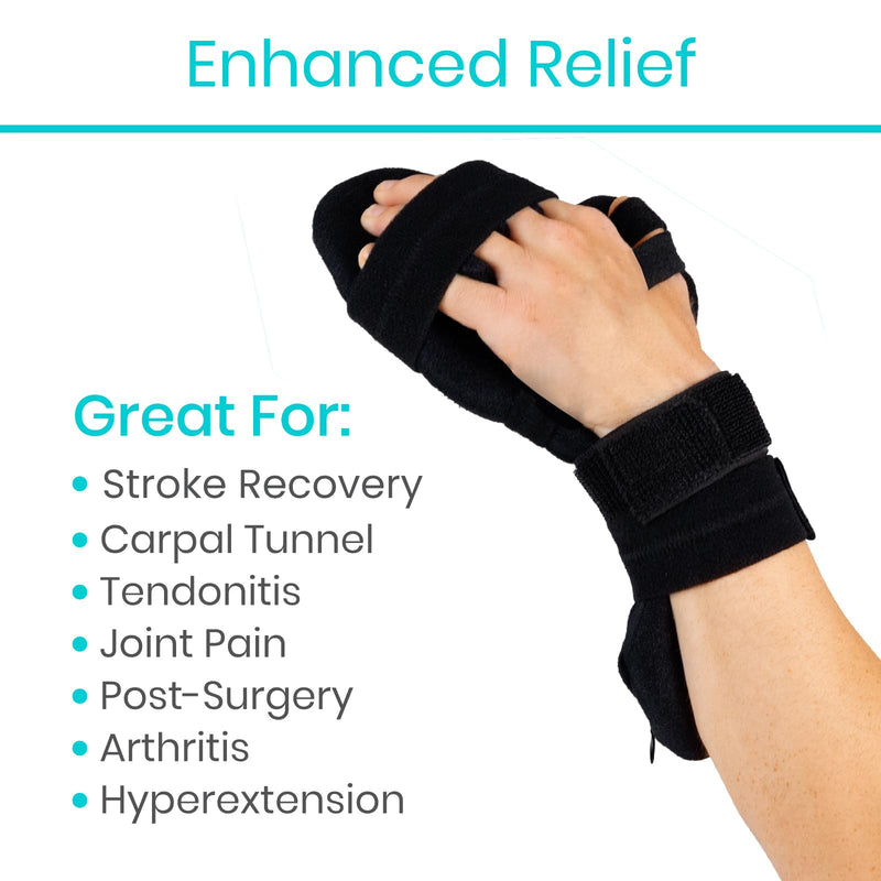 Vive Resting Hand Splint - Stroke Recovery Support Brace for Straightening Fingers - Right & Left Wrist Night Immobilizer - Patient Rehabilitation Tools Tendonitis, Arthritis, Carpal Tunnel Relief