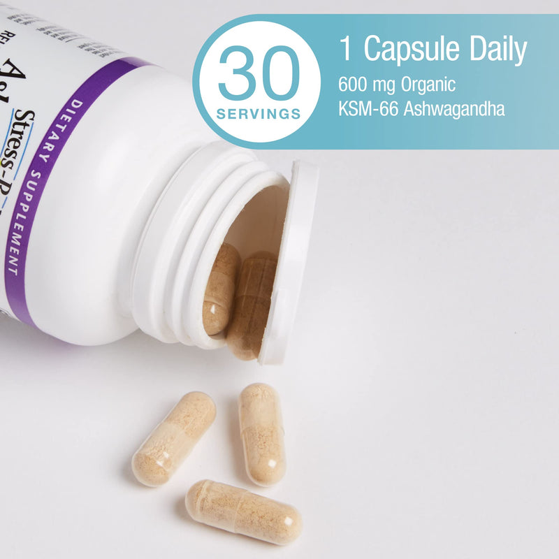 [Australia] - Stress-Relax KSM-66 Ashwagandha 600 mg by Natural Factors, 30 vegetarian capsules (30 servings), 60 Capsules Standard Packaging 