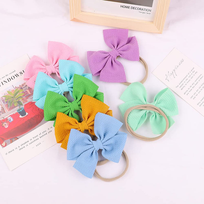 40pcs Baby Girls Hair Bows Headband Nylon Hair Band Elastic Hair Accessories for Kids Infants Toddlers 1- 40PCS Waffle headband