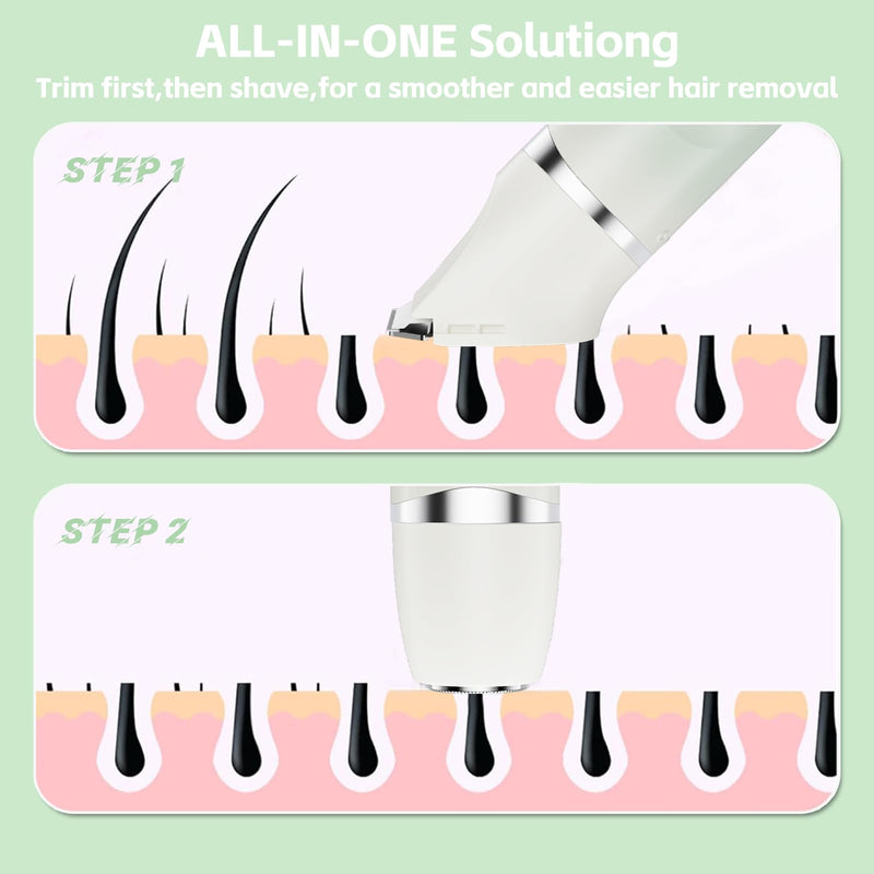 [Australia] - 3-in-1 Painless Bikini Trimmer for Women - Electric Pubic Hair Shaver with Ceramic Blade, Wet/Dry USB Razor for Underarm/Leg/Body, Rechargeable Ladies Grooming Kit 