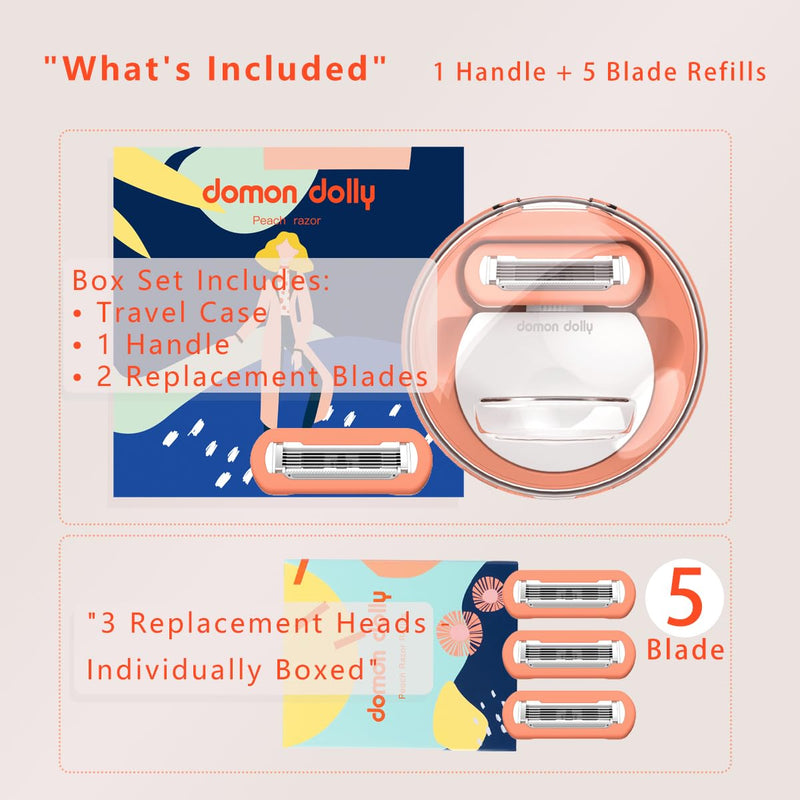 [Australia] - Women's 5-Blade Travel Razor with Case – Includes Handle + 5 Refills – Compact, Extra Smooth Shaving for On-The-Go – Travel Size Toiletries Essential 