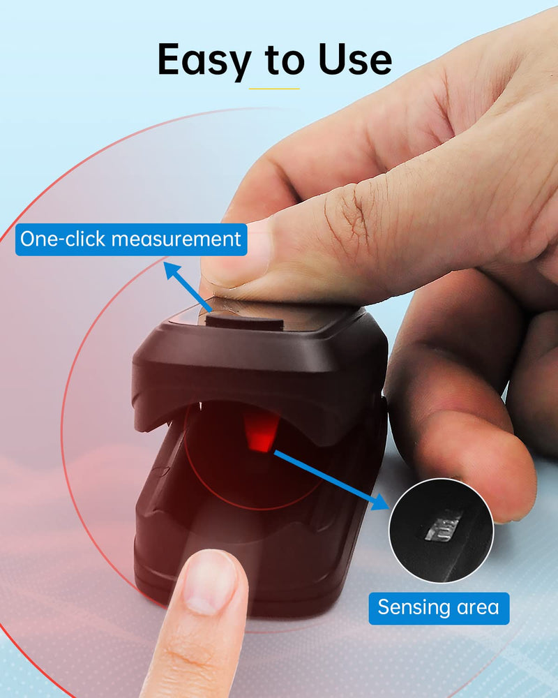 [Australia] - HealthTree Blood Oxygen Monitor Finger for Adults Portable Oxygen Monitor with OLED Screen Includes Neck Strap Black 