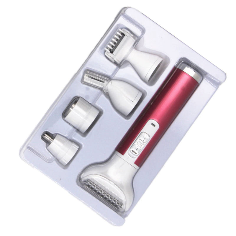 ZJchao for Women, 5 in 1 Lady Hair Removal Trimmers Waterproof Mini Women Electric Pubic Hair Trimmer for Legs Arm Armpit Bikini Line USB Lady Clipper Groomer Rose Red