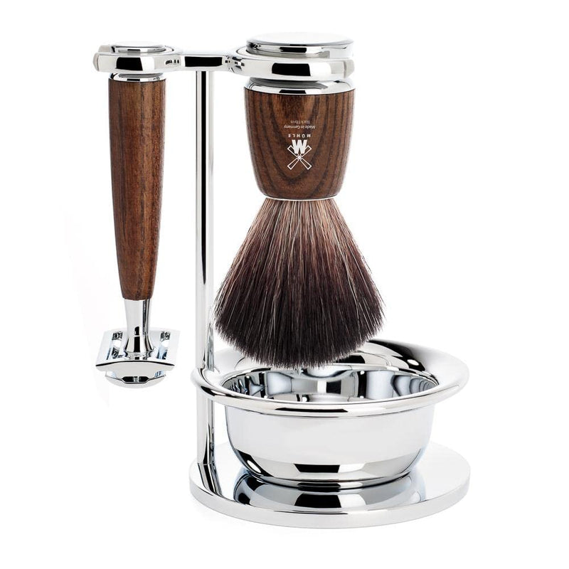 [Australia] - MÜHLE razor set - stand with bowl - holder for razors and brushes from the Vivo and Rytmo series - chrome-plated metal 