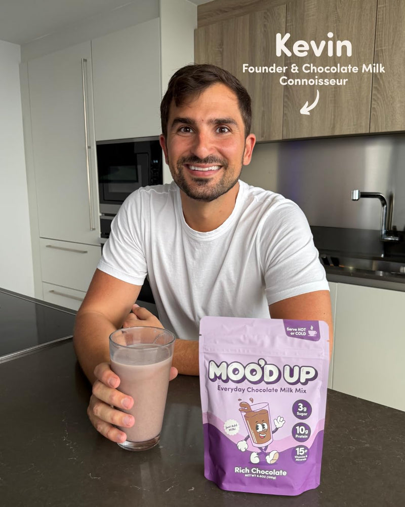 Moo’d Up Chocolate Milk & Hot Chocolate Mix (15 Servings) – Low Sugar, Dairy-Free, 10g Protein, 15 Vitamins & Minerals, Gluten Free, Enjoy as Hot Cocoa
