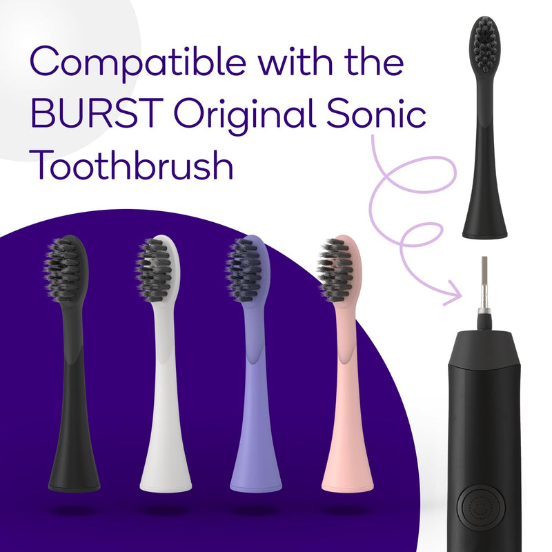 [Australia] - BURST Toothbrush Heads - Genuine BURST Electric Toothbrush Replacement Heads for BURST Original Sonic Toothbrush – Ultra Soft Bristles for Deep Clean, Stain & Plaque Removal - 3-Pack, Black 