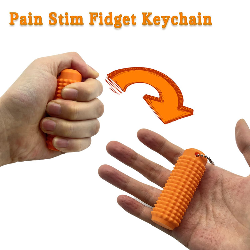 [Australia] - 2Pcs Little Ouchies Fidget Spiky Keychain for Adults - 3D Printed Sensory Stress Relief Toy for Anxiety, Focus & Pain Stimulation, Portable ADHD Autism Fidget Toys, Durable Grippy Stim Keyring Blue & Orange 