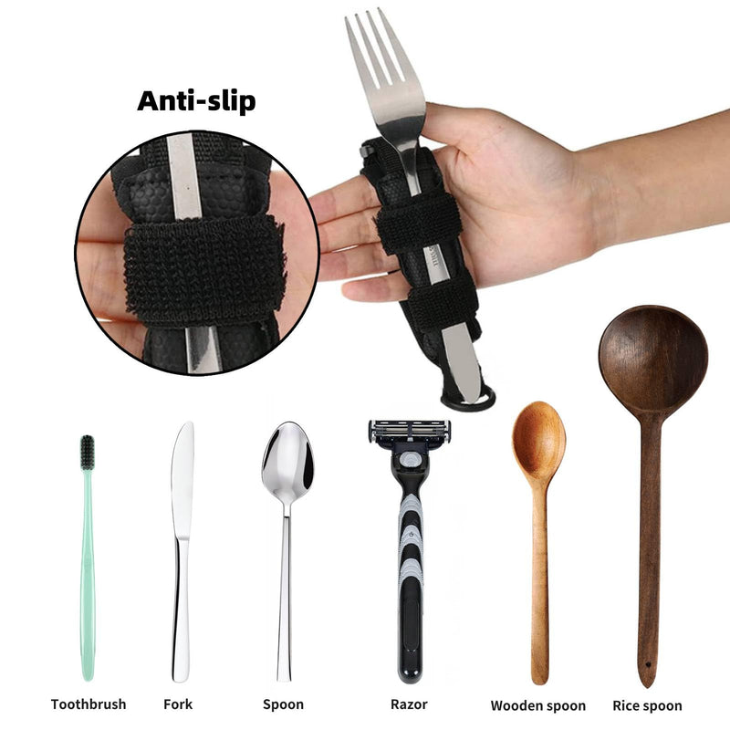 Universal Cuff, 2pcs Utensil Holder for Holding Utensils, Adjustable Gripping Strap, ADL Eating Aid for Elderly or Individuals with Weak Grip, Makes Mealtime or Other Activities Easier