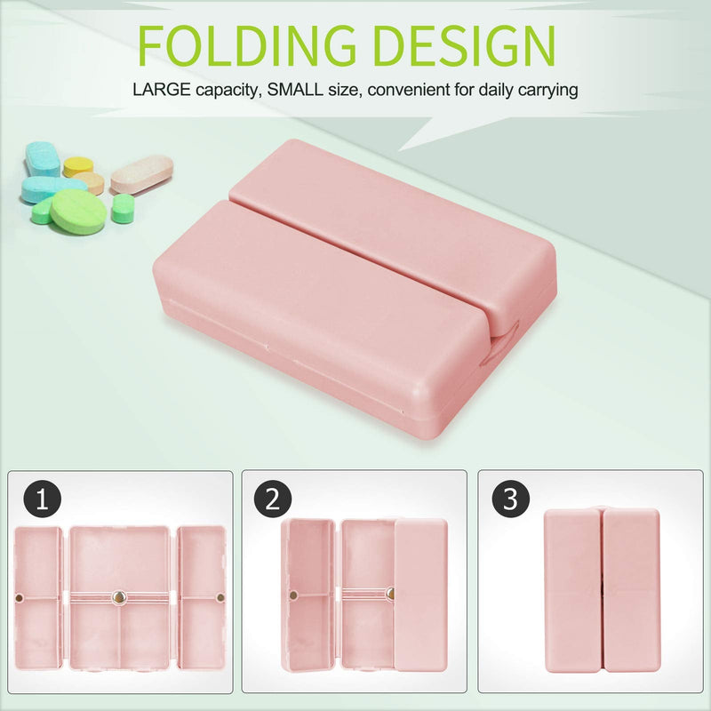 [Australia] - FYY Daily Pill Organizer, 7 Compartments Portable Travel Pill Case [Folding Design]Pill Box for Purse Pocket to Hold Vitamins,Cod Liver Oil,Supplements and Medication-Pink Small Pink 