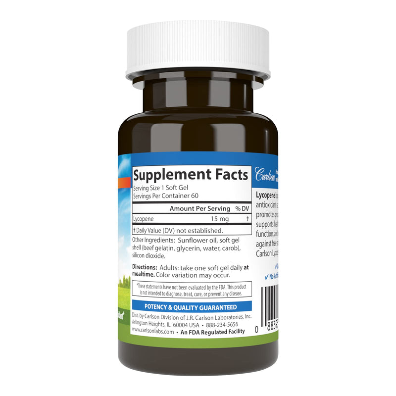 [Australia] - Carlson - Lycopene, 15 mg, Tomato-Free, Prostate Health & Circulation Support, Optimal Wellness, 60 Softgels 60 Count (Pack of 1) 