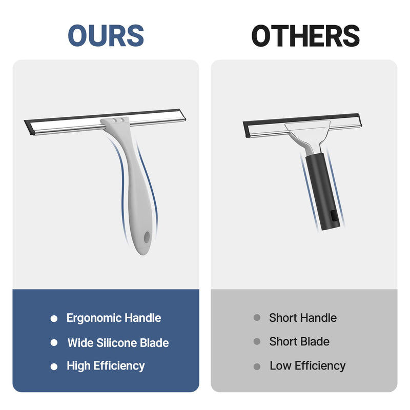 [Australia] - AmazerBath Squeegee for Shower Glass Door, Shower Squeegee for Glass Doors - All-Purpose Squeegee with Hook for Shower Doors, Windows, Mirrors, Tiles and Car Glass - 10 Inches Gray 