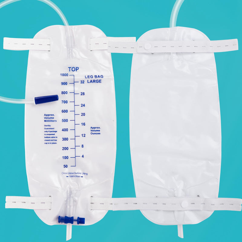 [Australia] - 4 Pack 1000ml Catheter Bags with 18‚Äù Drainage Tube,Anti Reflux Valve,Large Capacity Urine Leg Catheter with Two Latex-Free Straps, Easy Flip Drain, Urinary Catheter for Men, Women 4 PACK 