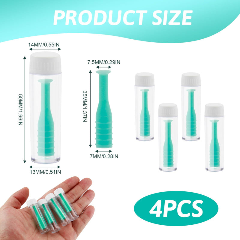 [Australia] - Pack of 4 Contact Lens Removal Silicone Contact Lens Sucker Lens Suction Lens Remover Contact Lenses with Bottles Eye Lens Remover Soft for Travel Home Use (Green) 