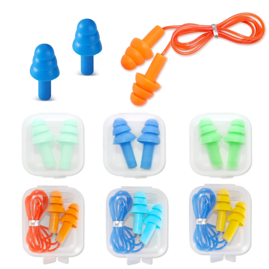 Ear Plugs for Swimming, Soft Ear Plugs for Sleeping Noise Cancelling, Reusable Ear Plugs for Noise Reduction, Ear Protection, Silicone Earplugs for Swimming, Sleeping, Snoring, Work, Concerts, 6 Pairs 6 Pairs - Mix Color