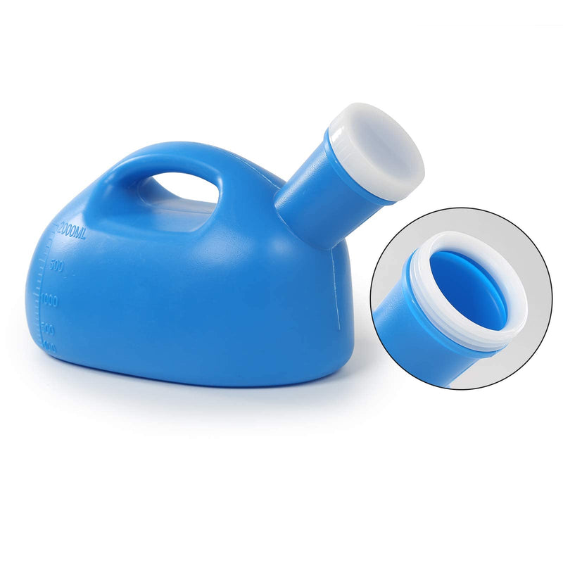 ONEDONE Urinals for Men - Portable Urinal for Men Spill Proof Nighttime Men's Urinal Bottle Male Pee Bottle Urine Bottle 68 OZ for Hospital Home Camping Car Travel 45" Long Hose with Lid (Blue) Blue