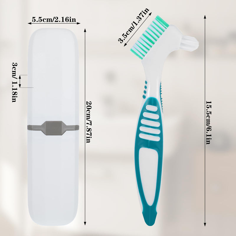 [Australia] - Lusofie 2Pcs Denture Brush, Effective Denture Toothbrush with Carrying Case Multi-Layered Soft Bristles Denture Cleaning Brush with Rubber Handle for Denture Clean Care 