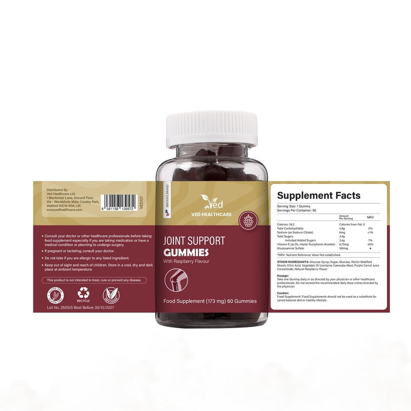 VED Joint Support Supplement Gummies, wtih Vitamin E, 60 Gummies, 1 Gummy per Day. (2 Months Supply)