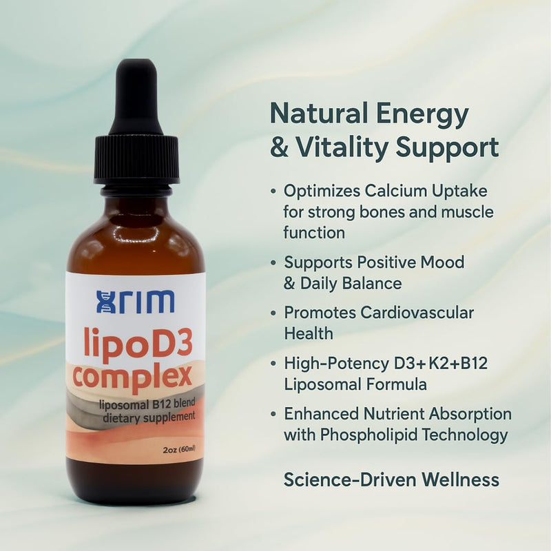 xrim Liposomal Vitamin D3 5000 IU + K2 + Selenium Liquid Supplement - High Absorption D3 for Immune Support & Bone Health - 30 Servings (2oz)