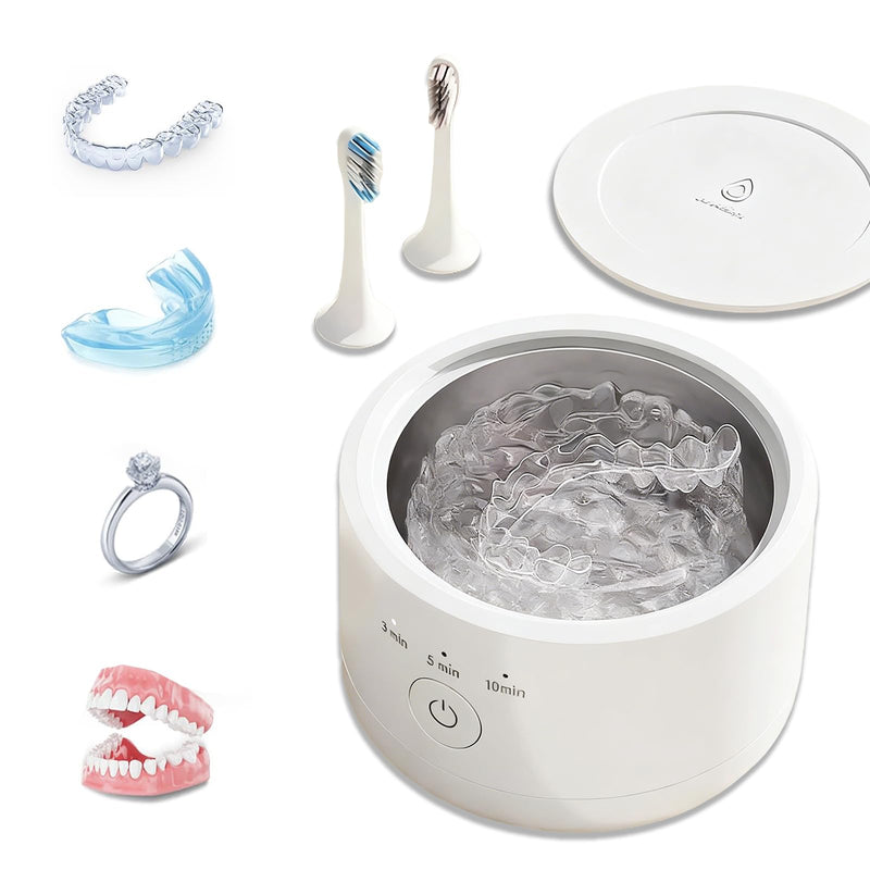 Three Modes Denture Cleaner Machine for Invisalign Cleaner,50kHz Ultrasonic Retainer Cleaner Machine，200ML Mouth Guard Cleaner,For Dentures,Mouth Guards,Braces,Aligners,Toothbrush,Jewelry