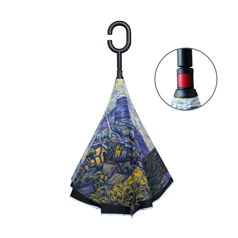ALAZA Inverted Golf Umbrella Colorful Building Block Patterns UV Anti Windproof Reverse Folding Umbrellas with C-Shape Handle for Car Outdoor Travel Color01