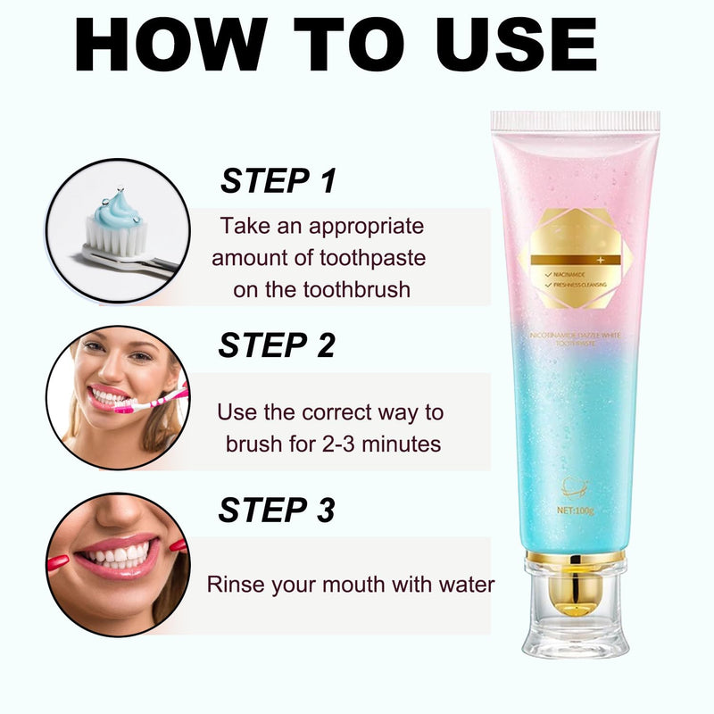 Niacinamide Whitening Toothpaste – Fluoride-Free Gentle Formula for Sensitive Teeth, Deep Stain Removal, Fresh Breath & Enamel Repair, 3.53 oz（2 PCS ） 2