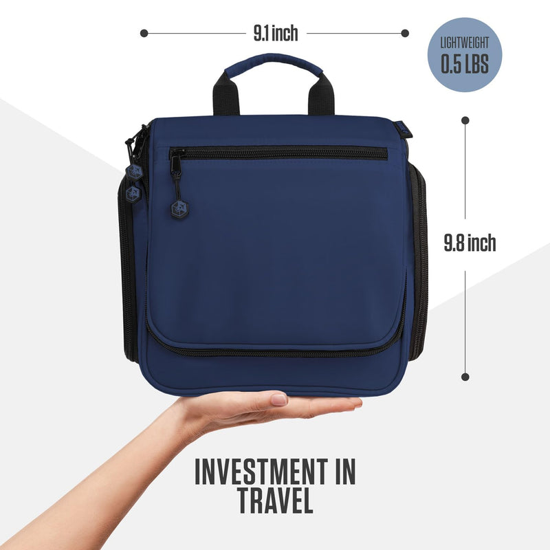 VENTURE 4TH Travel Toiletry Bag & Quick Dry Towel Set - Ideal for Camping, Hiking, Backpacking, Business Trips & European Trips - Blue, Medium