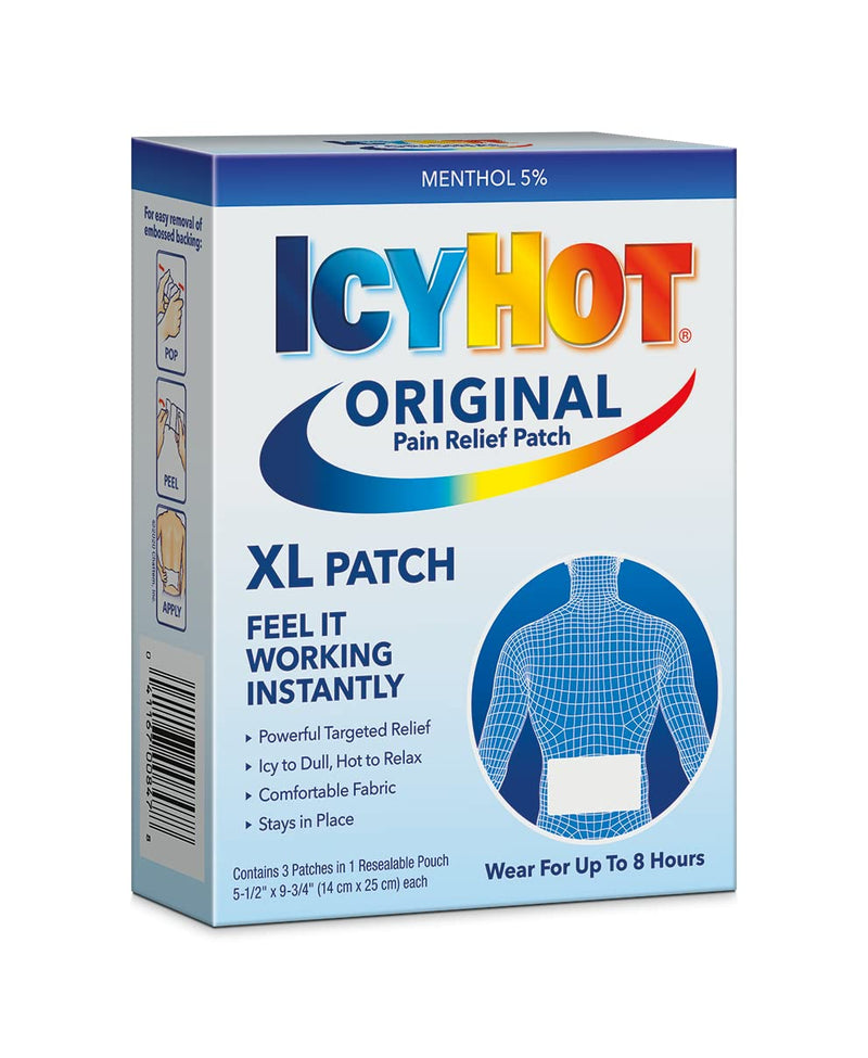 [Australia] - Icy Hot Extra Strength Medicated Patch, XL Back & Large Areas, 3 Count (Pack of 1) 3 Count (Pack of 1) 