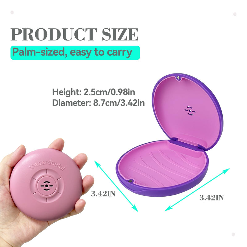 [Australia] - 2 Pack Retainer Case,Aligner Case with Vent Holes, Compatible with Invisalign, Mouth Guard CasesÔºåPortable Slim Travel Cute Orthodontic Retainer Cases (Pink Purple) Pink Purple 