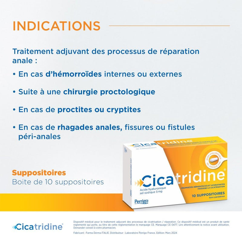 HRA Pharma Cicatridine Hyaluronic Acid 10 Suppositories