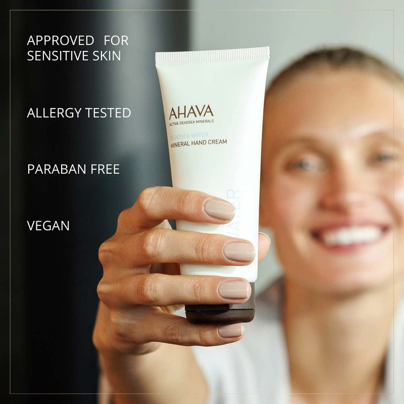 AHAVA Dead Sea Water Mineral Hand Cream - Hand Moisturizer For Dry Cracked Hands, Light & Fast Absorbing, Enriched with Exclusive blend Osmoter, Smoothing Witch Hazel & Soothing Allantoin Original 3.4 Fl Oz (Pack of 1)
