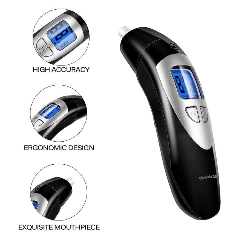 [Australia] - Keto Breath Analyzer, Ketone Breathalyzer Meter for Ketosis Test with 10 Mouthpiece (Black) 