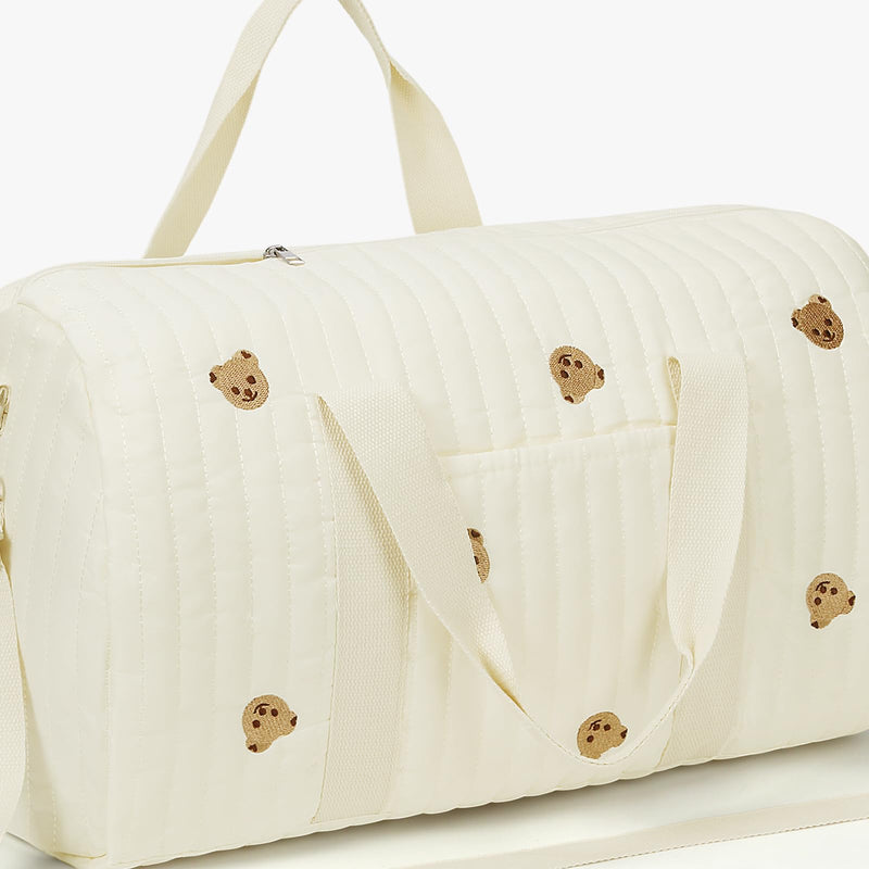 Quilted Duffle Bag for Women Teddy Bear Duffel Bags for Travel Cute Weekender Bags Baby Hospital Bag M-bear