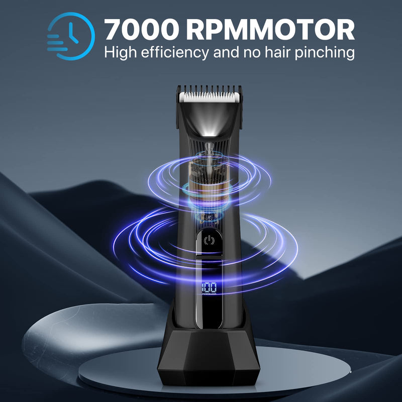 [Australia] - Cordless Ceramic Hair Trimmer for Men, Body Groomer with Adjustable Blade Bikini/Pubic Hair Trimmer for Men Women - Ideal for Home and Professional Use, Male Razor IPX7 Waterproof 