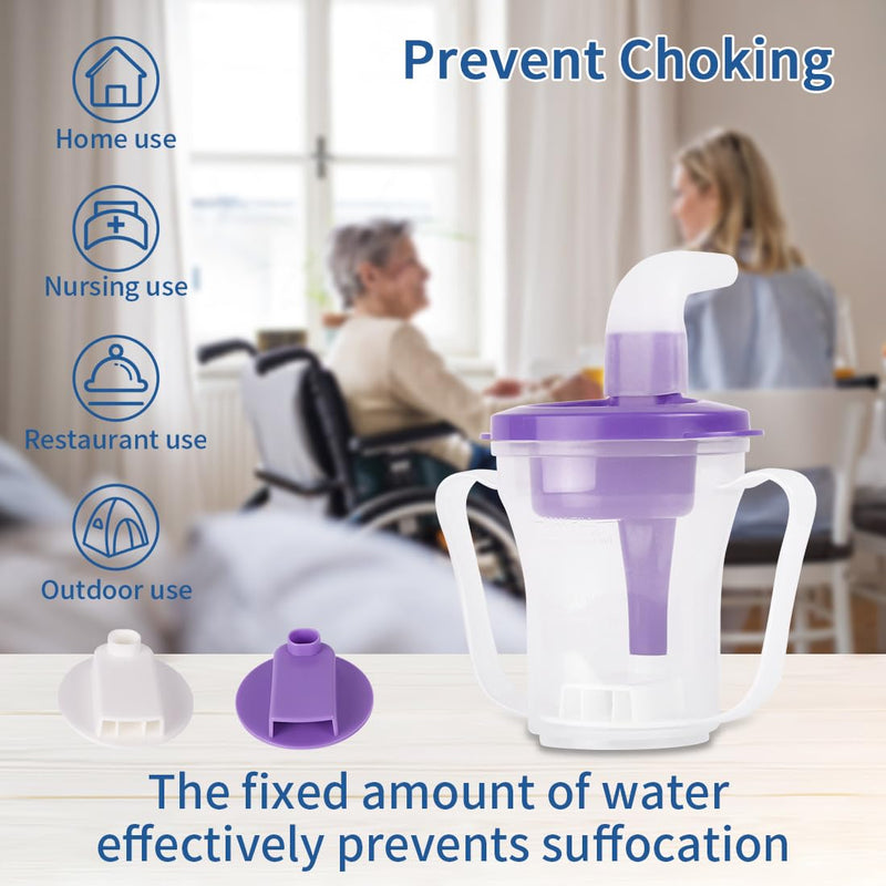 [Australia] - Dysphagia Regulating Drinking Cup for Swallowing and Disorders People,Dispenses 5cc or 10cc of Liquid Each Time,No Thickener is Used.Helps to Prevent Choking Purple 