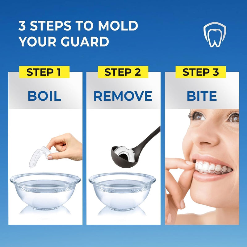 [Australia] - Mouth Guard for Grinding Teeth at Night: Moldable Dental Guard for Sleeping - Nighttime Protection for Teeth with 12 Cleaning Tablets 4 Pack 