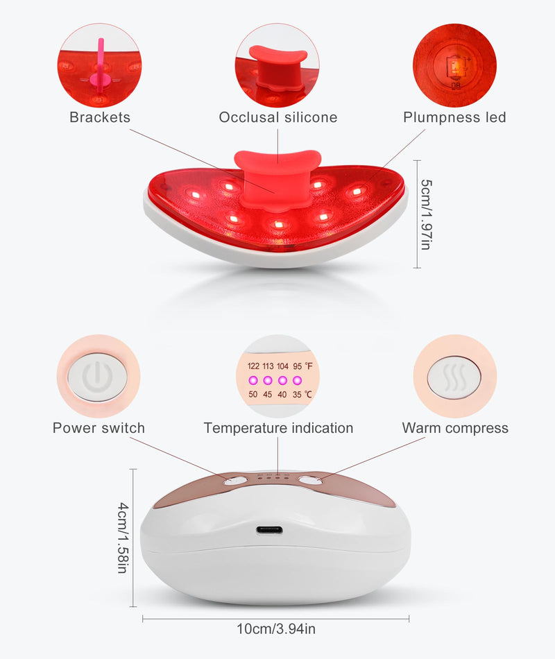 Red Light Device, FERNIDA 2 in 1 Lip and Eye Care Tool with Heated for Anti-Aging, Smooth Lip Wrinkles, Lip Plumper and Reduce Dark Circles, 4 Levels Heating Temps, White
