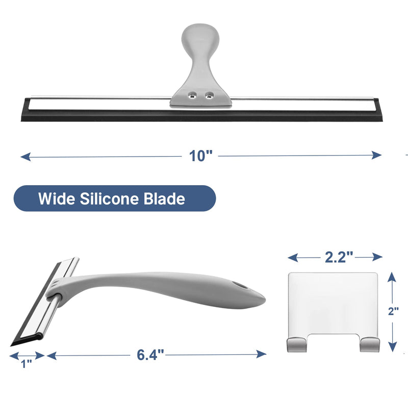 [Australia] - AmazerBath Squeegee for Shower Glass Door, Shower Squeegee for Glass Doors - All-Purpose Squeegee with Hook for Shower Doors, Windows, Mirrors, Tiles and Car Glass - 10 Inches Gray 