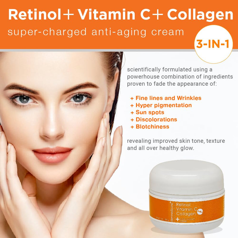 Vitamin C, Retinol and Collagen Anti-Aging Face Cream, 1 oz | Super charged formula helps smooth and plump the look of fine lines and wrinkles for brighter-looking skin 1 Fl Oz (Pack of 1)