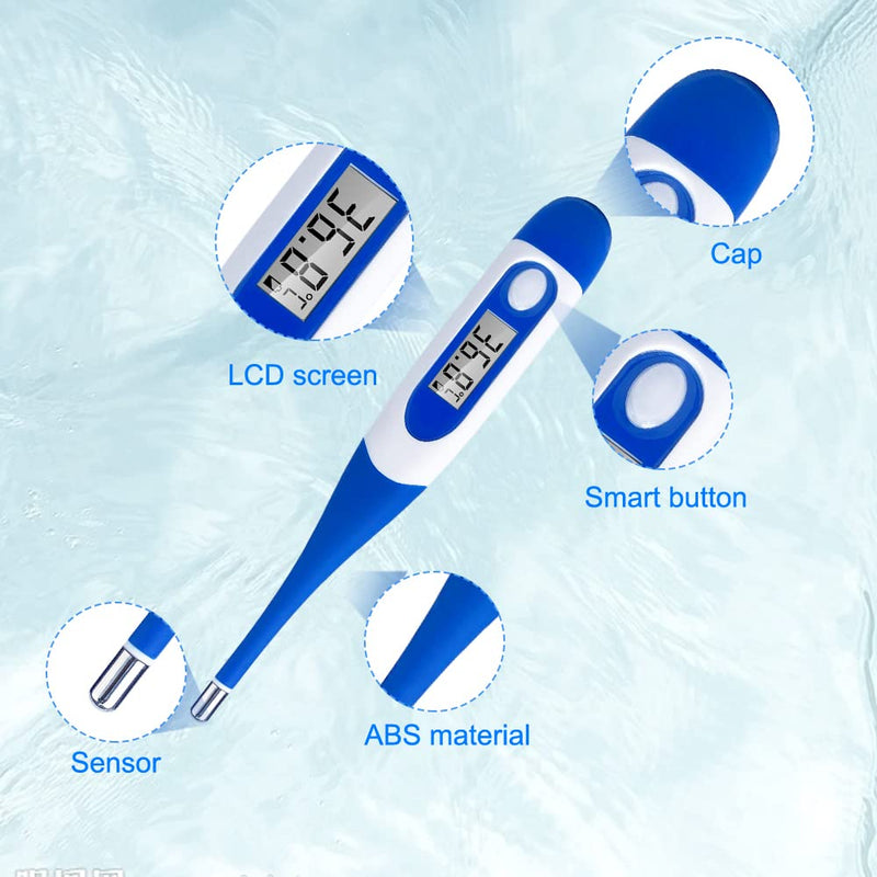[Australia] - Berrcom Digital Thermometer for Adults, Oral and Underarm Thermometer for Baby and Kids Medical Thermometer with Fever Alarm Rectal Thermometer with Soft Tips DT-008 