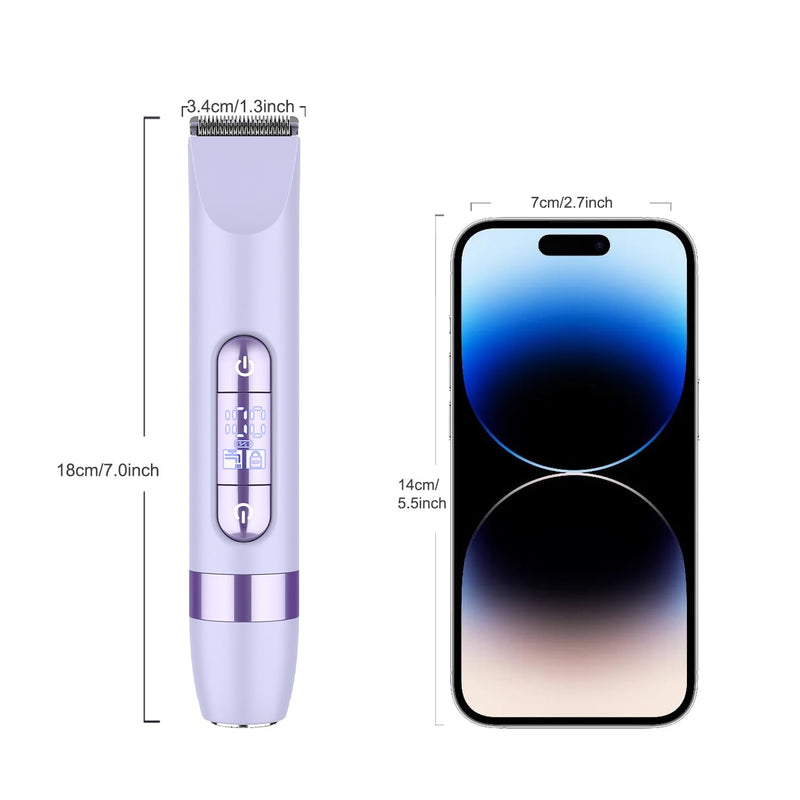Hatteker 4-in-1 Women's Electric Razor, Dual-Head Body Hair Trimmer for Women, IPX7 Waterproof Rechargeable Bikini Trimmer & Facial Hair Remover for Legs, Armpits, Face, Nose, Eyebrows, Purple
