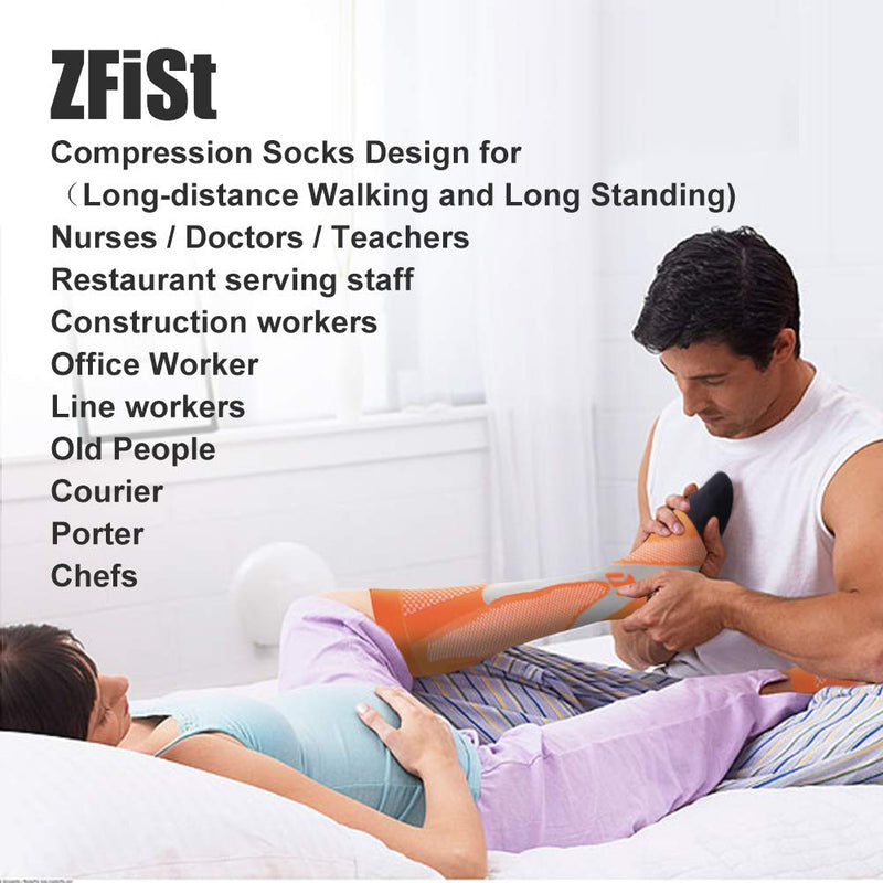 ZFiSt Plus Size Compression Socks Wide Calf for Women Men,Sport Compression Stocking Nurse Socks 3X-Large Black+blue+white